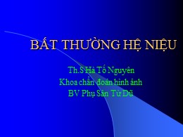 Bài giảng Bất thường hệ niệu - Hà Tố Nguyên