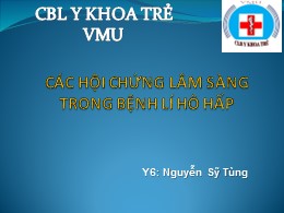 Bài giảng Các hội chứng lâm sàng trong bệnh lí hô hấp - Nguyễn Sỹ Tùng