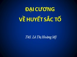 Bài giảng Đại cương về huyết sắc tố - Lê Thị Hoàng Mỹ