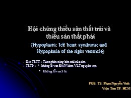 Bài giảng Hội chứng thiểu sản thất trái và thiểu sản thất phải - Phạm Nguyễn Vinh