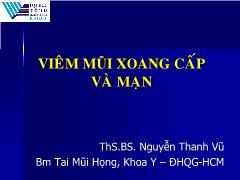 Bài giảng Viêm mũi xoang cấp và mạn - Nguyễn Thanh Vũ