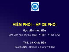 Bài giảng Viêm phổi-áp xe phổi - Lê Khắc Bảo