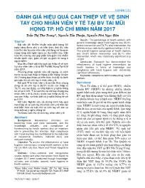 Đánh giá hiệu quả can thiệp về vệ sinh tay cho nhân viên y tế tại bv tai mũi họng TP Hồ Chí Minh năm 2017