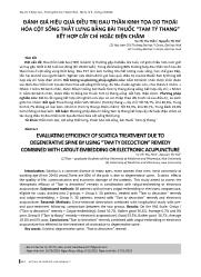 Đánh giá hiệu quả điều trị đau thần kinh tọa do thoái hóa cột sống thắt lưng bằng bài thuốc “tam tý thang” kết hợp cấy chỉ hoặc điện châm