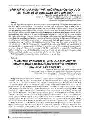 Đánh giá kết quả phẫu thuật nhổ răng khôn hàm dưới lệch ngầm có sử dụng laser công suất thấp