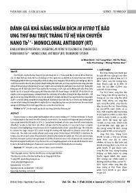 Đánh giá khả năng nhắm địch In Vitro tế bào ung thư đại trực tràng tự hệ vận chuyển Nano Tb3+- Monoclonal Antibody (RT)