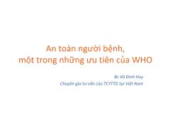 Đề tài An toàn người bệnh, một trong những ưu tiên của WHO - Vũ Đình Huy