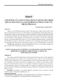 Đề tài Ảnh hưởng của chất lượng dịch vụ khám chữa bệnh đến sự hài lòng của người bệnh tại trung tâm y tế Thị xã Thuận An - Lê Thị Bích Duyên