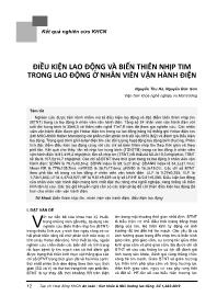 Đề tài Điều kiện lao động và biến thiên nhịp tim trong lao động ở nhân viên vận hành điện - Nguyễn Thu Hà