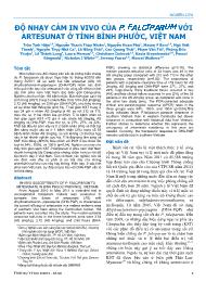 Đề tài Độ nhạy cảm in vivo của P. FALCIPARUM với ARTESUNAT ở tỉnh Bình Phước, Việt Nam - Trần Tịnh Hiền