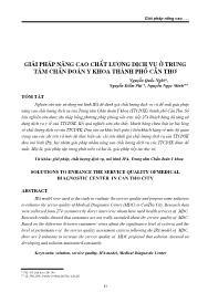 Đề tài Giải pháp nâng cao chất lượng dịch vụ ở trung tâm chẩn đoán y khoa Thành phố Cần Thơ - Nguyễn Quốc Nghi