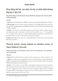 Đề tài Hoạt động thể lực của sinh viên hệ cử nhân dinh dưỡng Đại học Y Hà Nội - Đăng Thị Thu Hằng