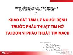 Đề tài Khảo sát tâm lý người bệnh trước phẫu thuật tim hở tại đơn vị phẫu thuật tim mạch