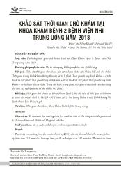 Đề tài Khảo sát thời gian chờ khám tại khoa khám bệnh 2 Bệnh viện nhi trung ương năm 2018 - Đặng Thị Hồng Khánh