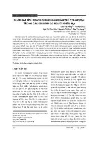 Đề tài Khảo sát tình trạng nhiễm helicobacter pylori (H.p) trong các gia đình có người nhiễm H.p – Đào Việt Hằng