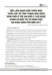 Đề tài Mối liên quan giữa thiếu máu thiếu sắt và tình trạng mắc bệnh viêm phổi ở trẻ em dưới 5 tuổi được khám và điều trị tại Bệnh viện Đa khoa Xanh Pôn năm 2017 - Nguyễn Thị Hồng Nhân