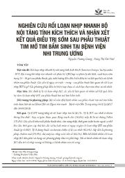 Đề tài Nghiên cứu rối loạn nhịp nhanh bộ nói tăng tính kích thích và nhận xét kết quả điều trị sớm sau phẫu thuật tim mở tim bẩm sinh tại Bệnh viện Nhi trung ương