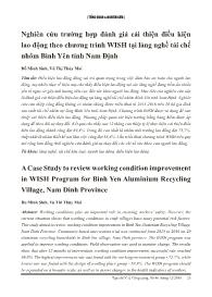 Đề tài Nghiên cứu trường hợp đánh giá cải thiện điều kiện lao động theo chương trình WISH tại làng nghề tái chế nhôm Bình Yên tỉnh Nam Định - Đỗ Minh Sinh