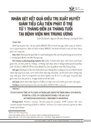 Đề tài Nhận xét kết quả điều trị xuất huyết giảm tiểu cầu tiên phát ở trẻ từ 1 tháng đến 24 tháng tuổi tại Bệnh viện Nhi trung ương - Trần Thị Mạnh