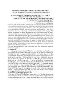 Đề tài Phân loại thông tin và nhu cầu thông tin thuốc tại một số khoa lâm sàng của Bệnh viện Bạch Mai - Phạm Thị Vân Anh