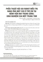 Đề tài Phẫu thuật nôi so Robot điều trị nang ống mật chủ ở trẻ em tại Bệnh viện Nhi trung ương: Kinh nghiệm của một trung tâm - Phạm Duy Hiền