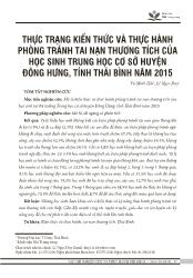 Đề tài Thực trạng kiến thức và thực hành phòng tránh tai nạn thương tích của học sinh trung học cơ sở huyện Đông Hưng, tỉnh Thái Bình năm 2015 - Vũ Minh Hải