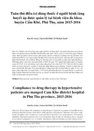 Đề tài Tuân thủ điều trị dùng thuốc ở người bệnh tăng huyết áp được quản lý tại Bệnh viện Đa khoa huyện Cẩm Khê, Phú Thọ, năm 2015-2016 - Kim Bảo Giang