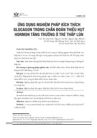 Đề tài Ứng dụng nghiệm pháp kích thích Glucagon trong chẩn doán thiếu hụt Hormon tăng trưởng ở trẻ em thấp lùn - Trần Thị Thùy Linh