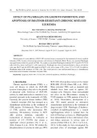 Effect Of Plumbagin On Growth Inhibition And Apoptosis Of Imatinib-Resistant Chronic Myeloid Leukemia - Bui Thi Kim Ly