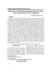 Effects Of Sitagliptin As Add-On Blood Glucagon Level In Patients With Type 2 Diabetes - Le Thi Viet Ha