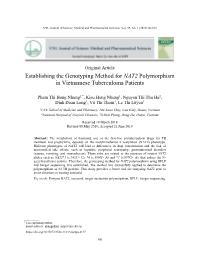 Establishing the Genotyping Method for NAT2 Polymorphism in Vietnamese Tuberculoma Patients - Pham Thi Hong Nhung