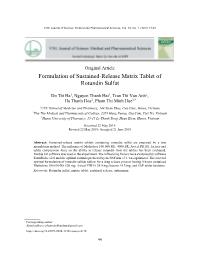 Formulation of Sustained-Release Matrix Tablet of Rotundin Sulfat - Do Thi Ha