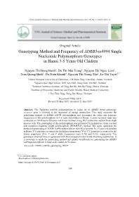 Genotyping Method and Frequency of ADRB3-rs4994 Single Nucleotide Polymorphism Genotypes in Hanoi 3-5 Years Old Chidren - Nguyen Thi Hong Hanh