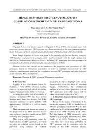 Hepatitis B Virus (HBV) Genotype And Its Correlation With Hepatocellular Carcinoma - Phan Quoc Viet