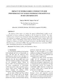 Impact Of Work-Family Conflict On Job Performance Of Nurses Working For Hopitals In Ho Chi Minh City - Nguyen Minh Ha