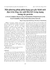 Một phương pháp phân hạng gen gây bệnh mới dựa trên tổng xác suất liên kết trong mạng tương tác protein