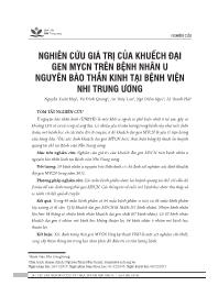 Nghiên cứu giá trị của khuếch đại gen MYCN trên bệnh nhân u nguyên bào thần kinh tại bệnh viện nhi trung ương