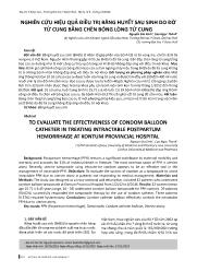 Nghiên cứu hiệu quả điều trị băng huyết sau sinh do đờ tử cung bằng chèn bóng lòng tử cung