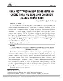 Nhân một trường hợp bệnh nhân hội chứng thận hư bẩm sinh do nhiễm giang mai bẩm sinh