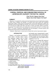 Overall Survival And Disease-Free Survival Of Laparoscopic Surgery For Rectal Cancer – Pham Thai Ha