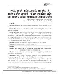 Phẫu thuật nội soi điều trị tắc tá tràng bẩm sinh ở trẻ em tại Bệnh viện Nhi Trung ương: Kinh nghiệm bước đầu