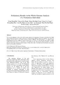 Preliminary Results on the Whole Genome Analysis of a Vietnamese Individual – Dang Thanh Hai