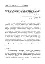 Research On Actions Of Community Mobilization To Improve Sanitation Environment For Ethnic Minorities In Especially Difficult Region Of Dong Hy District, Thai Nguyen – Dam Khai Hoan