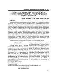 Results Of Asthma Control With Inhaled Corticosteroid And Long Acting Β2 Adrenergic Agonist In 3 Months – Nguyen Giang Nam