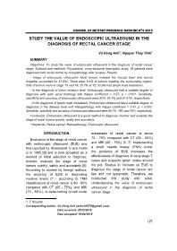 Study The Value Of Endoscopic Ultrasound In The Diagnosis Of Rectal Cancer Stage – Vu Hong Anh