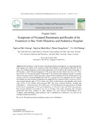 Symptoms of Neonatal Pneumonia and Results of Its Treatment in Bac Ninh Obstetrics and Pediatrics Hospital - Nguyen Nhu Truong