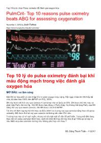 Tài liệu Top 10 lý do pulse oximetry đánh bại khí máu động mạch trong việc đánh giá oxygen hóa - Đặng Thanh Tuấn