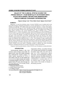 Value Of The Clinical Syntax Score For Prediction Of 1-Year Mortality In Patients With Acute Myocardial Infarction Undergoing Percutaneous Coronary Intervention – Nguyen Quang Toan