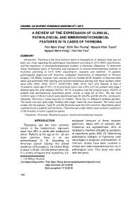 A review of the expression of clinical, pathological and immunohistochemical features in 76 cases of thymoma – Tran Ngoc Dung