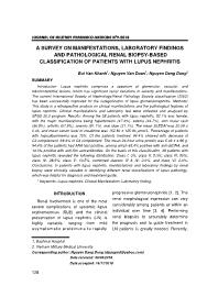 A survey on manifestations, laboratory findings and pathological renal biopsy-based classification of patients with lupus nephritis – Bui Van Khanh